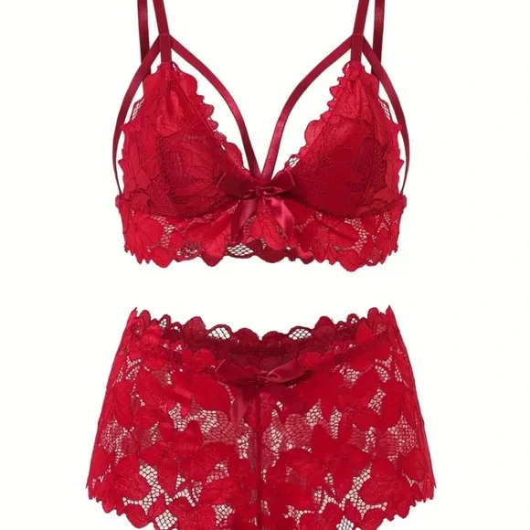 Elegant Red Lace Lingerie Set - Picture 1 of 3